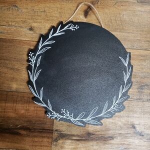 Hobby Lobby Round Chalkboard Sign with White Botanical Wreath
